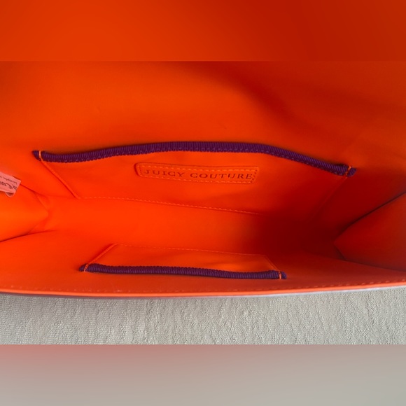 JUICY COUTURE Palm Tree Clutch, Tropical, Redish-Orangey Pink, 10” x 5”, NEW - Picture 8 of 12